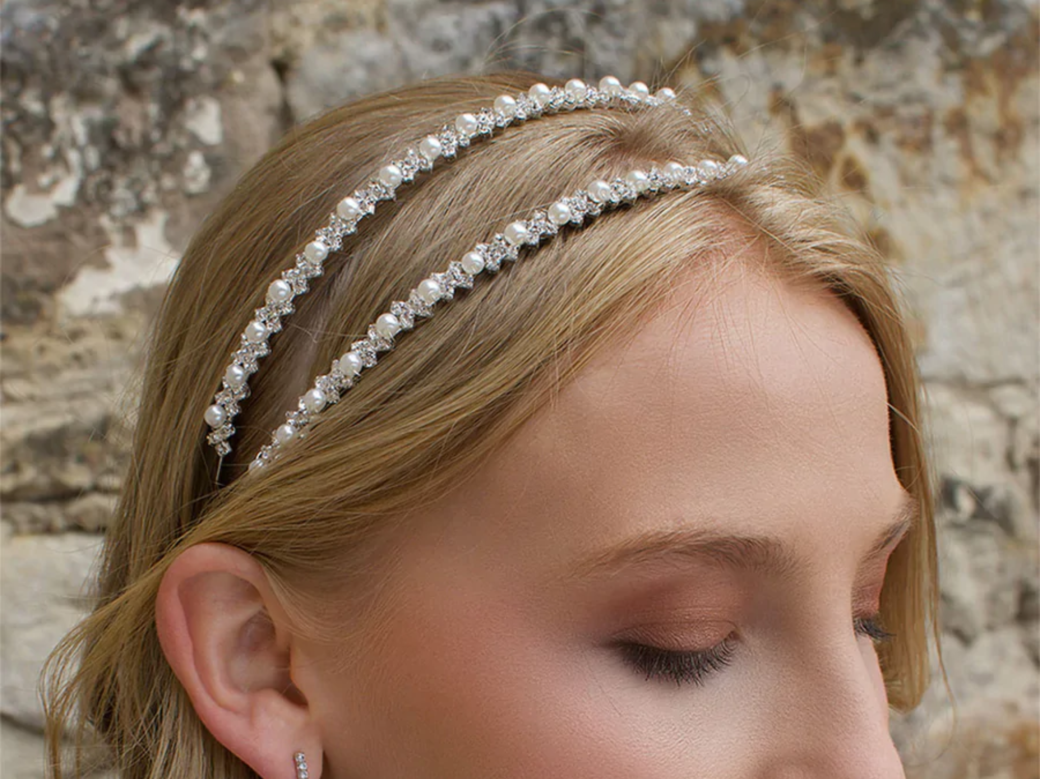Buy Lauren - Crystal & Pearl Bridal Double Headband online | The White Collection Australia