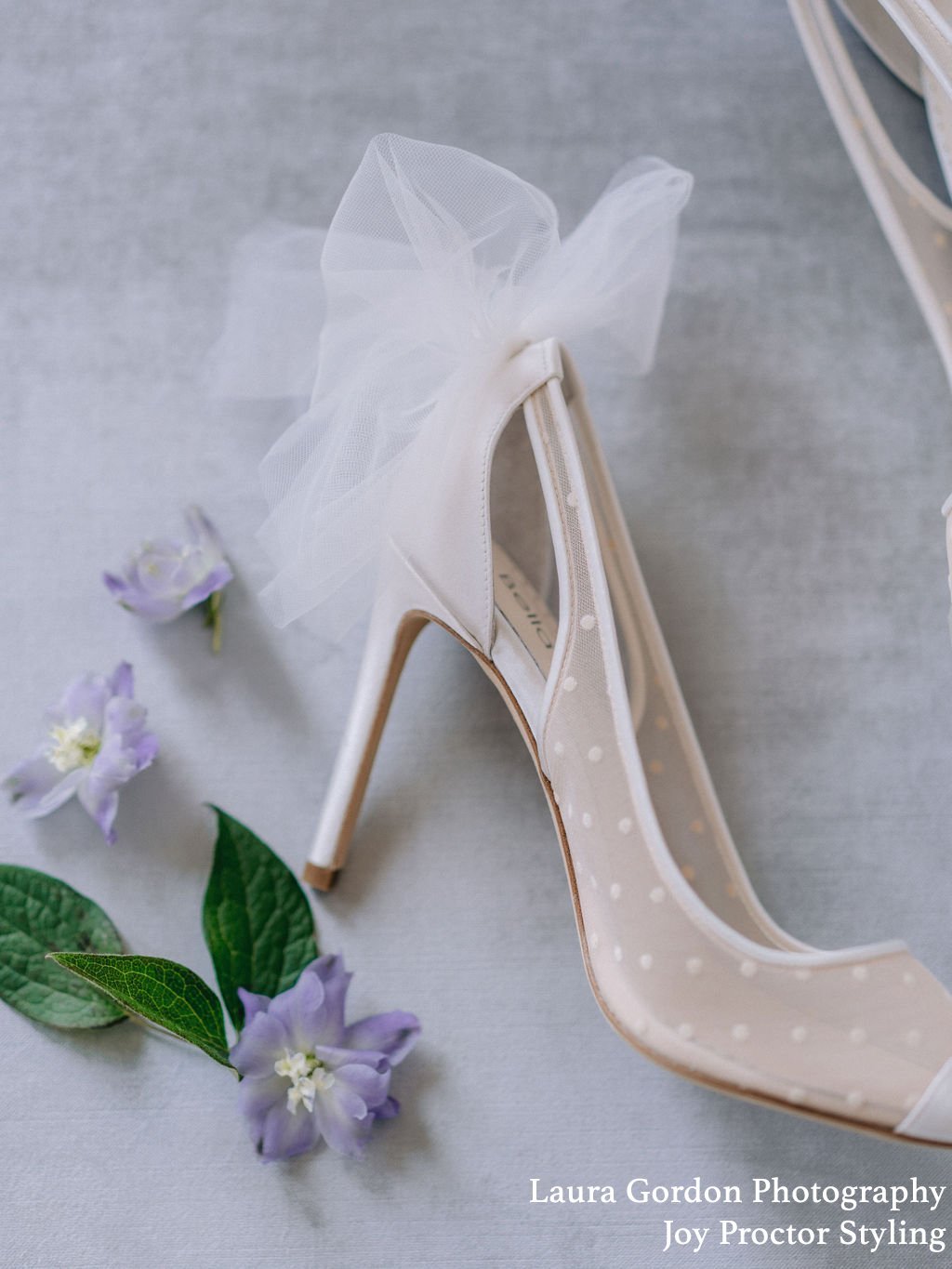 Matilda - Polka Dot Ivory Pump With Tulle Bow