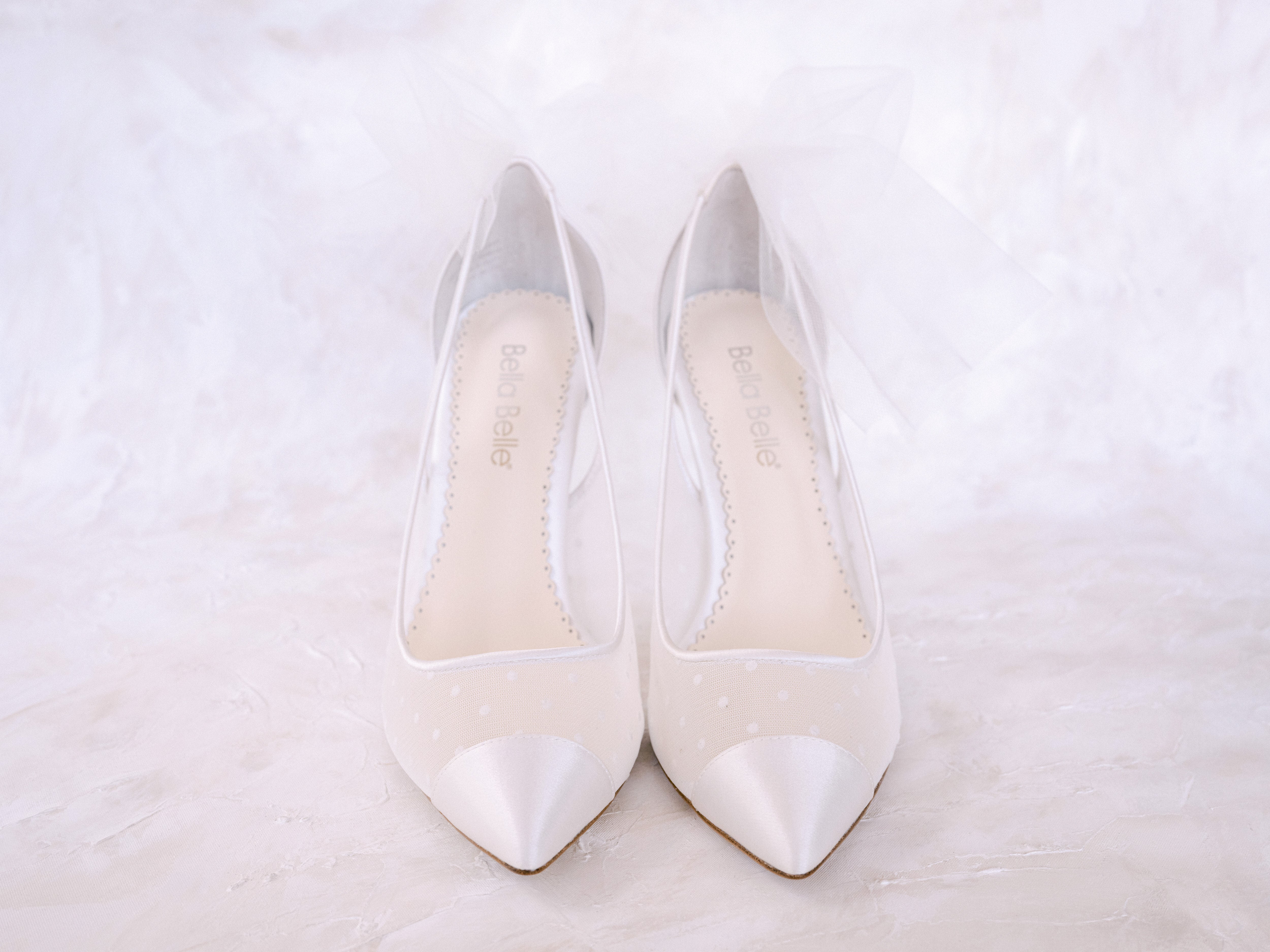 Matilda - Polka Dot Ivory Pump With Tulle Bow