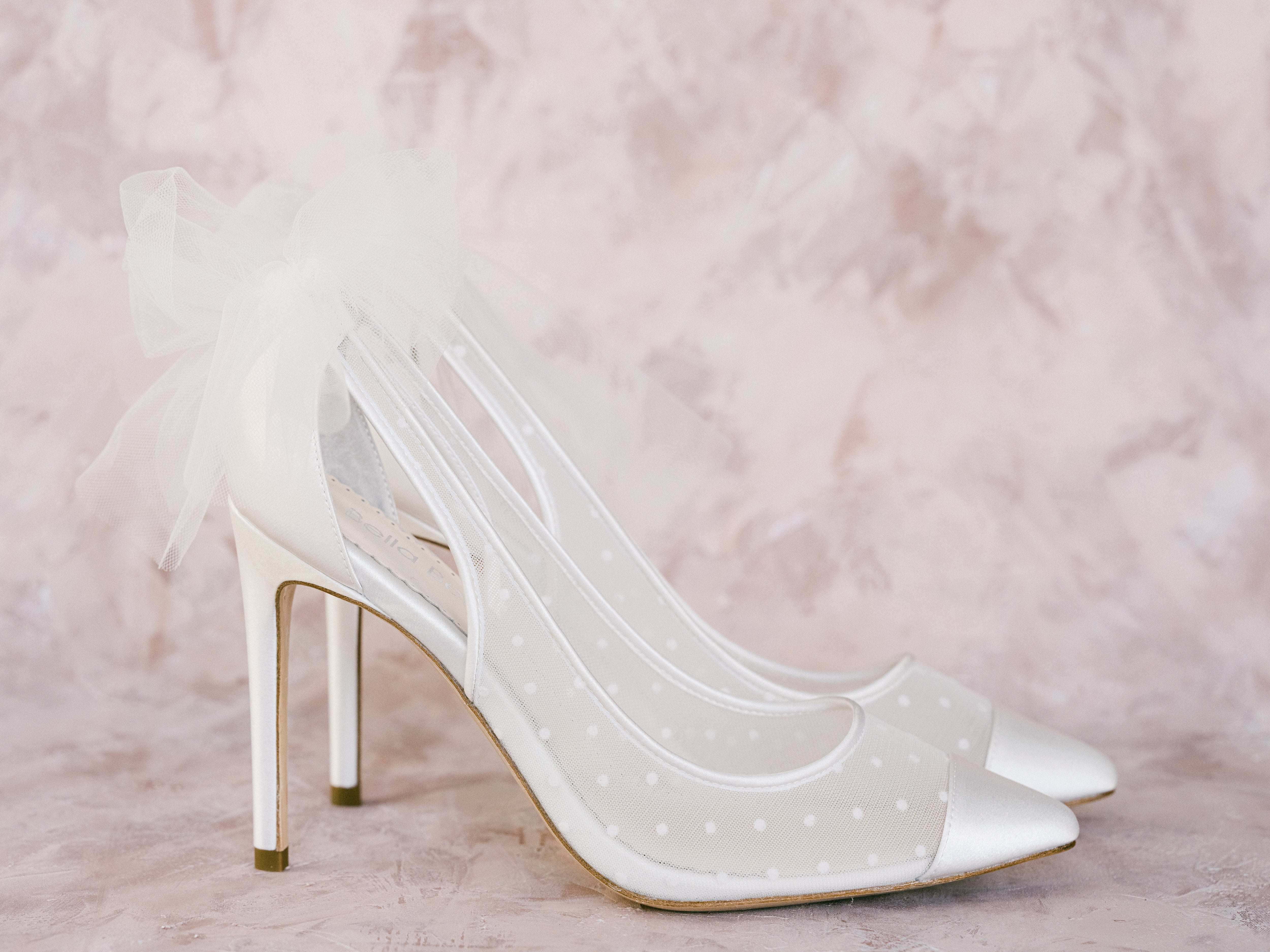 Matilda - Polka Dot Ivory Pump With Tulle Bow