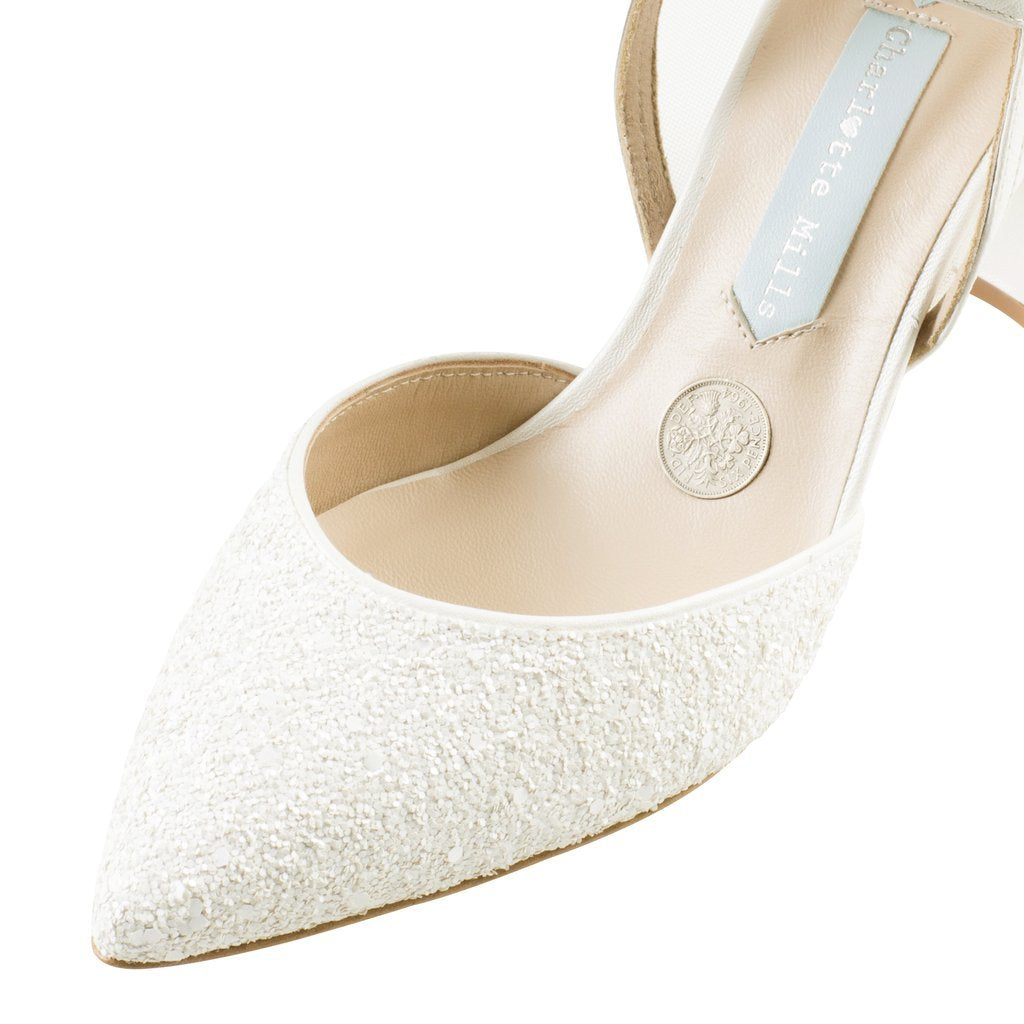 Buy Meg - Ivory Pearl Encrusted Pointed Bridal Heel online | The White Collection Australia