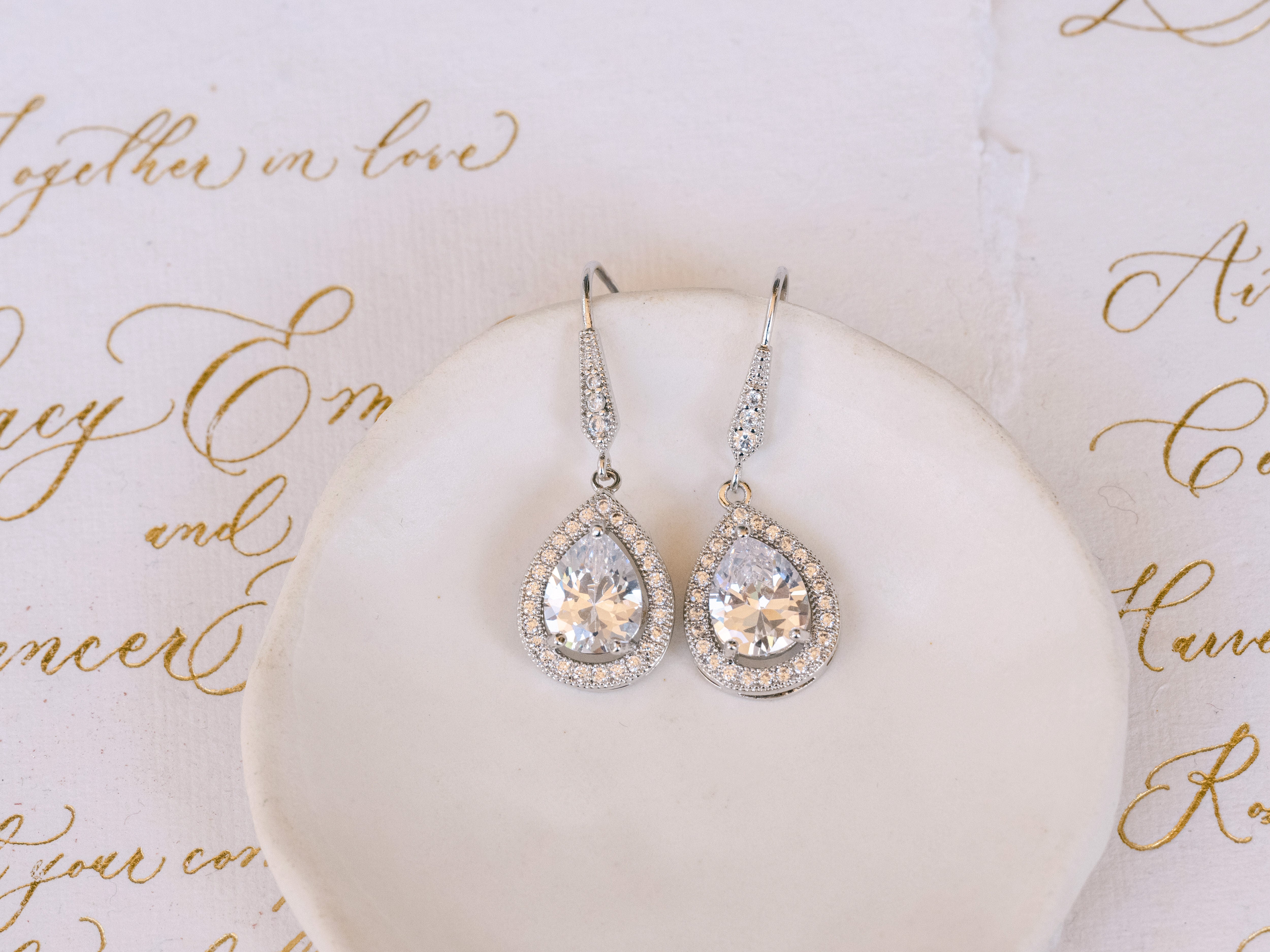 Buy Mia - Elegant Crystal Drop Bridal Earrings online | The White Collection Australia
