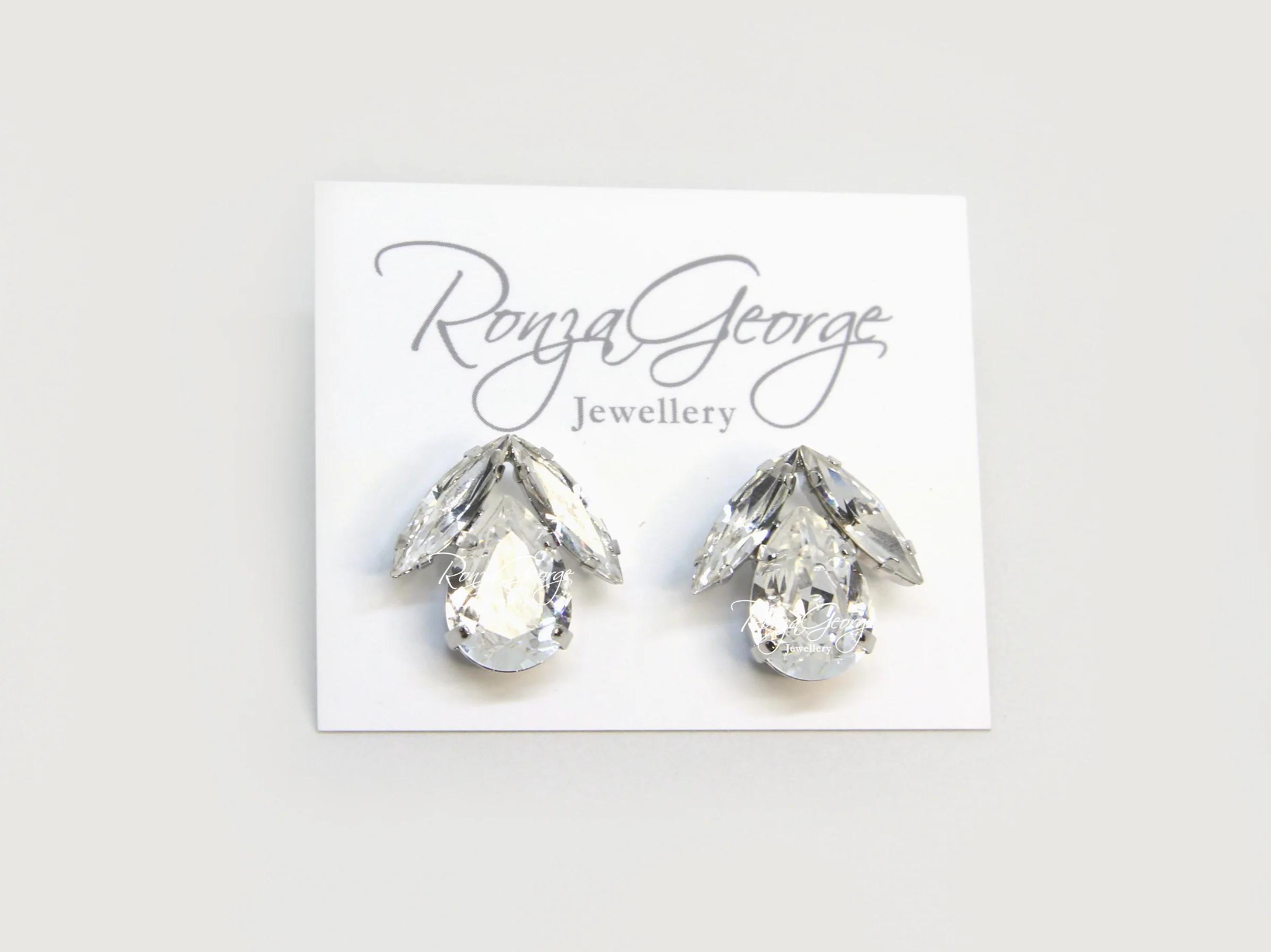 Bird - Silver Swarovski Crystal Bridal Drop Earrings