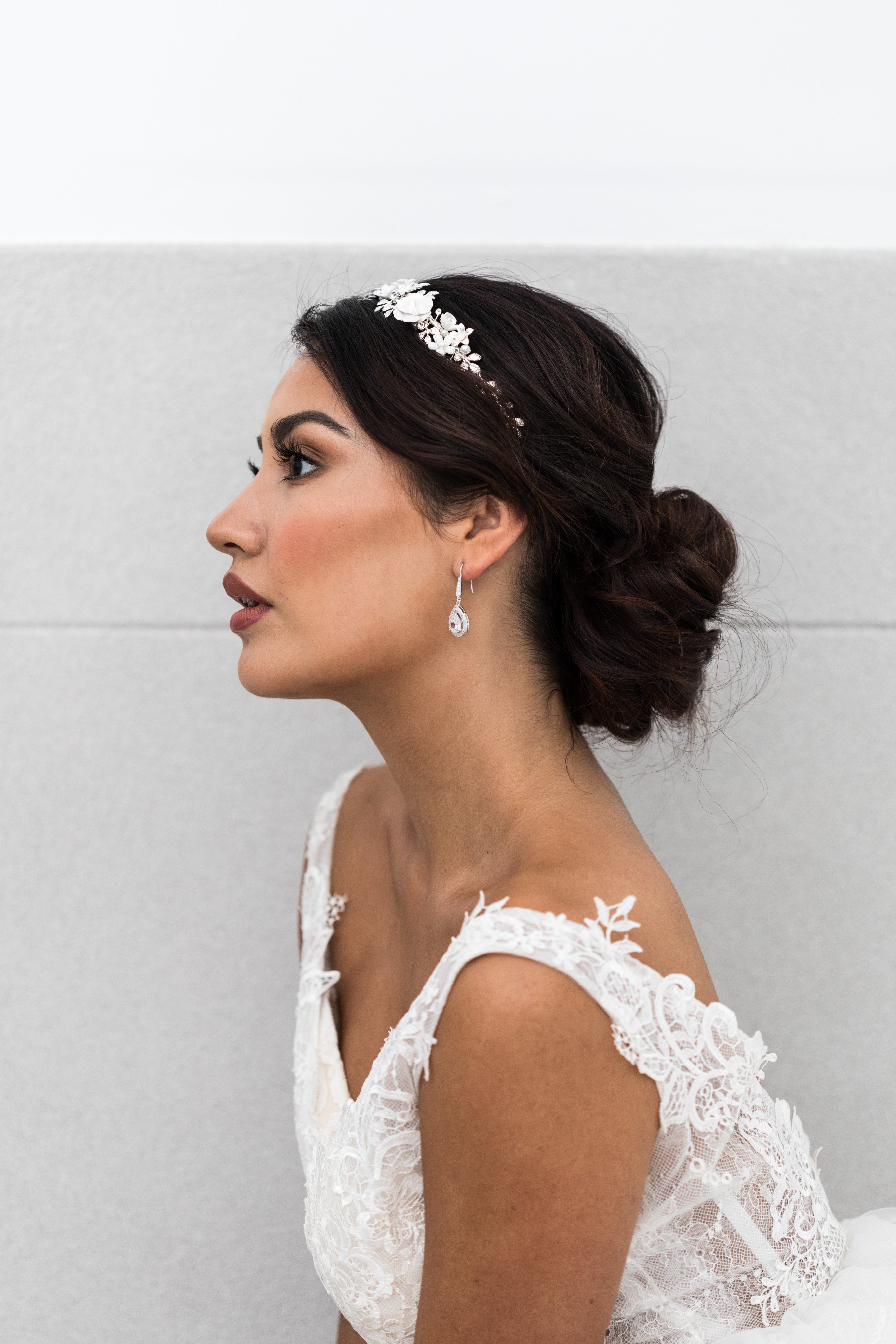 Buy Mia - Elegant Crystal Drop Bridal Earrings online | The White Collection Australia