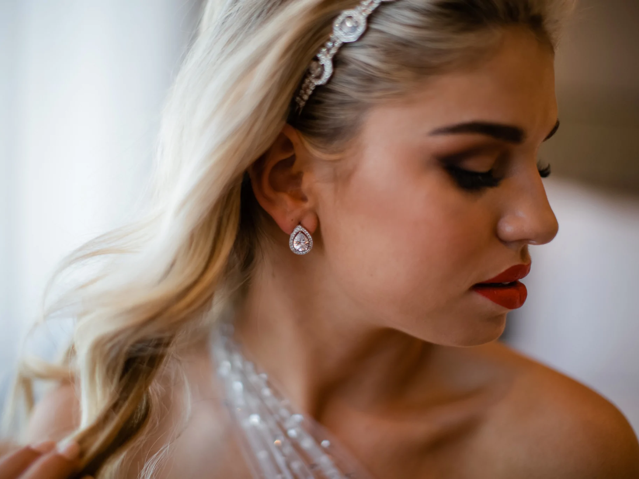Buy Juliette - Classic Teardrop Crystal Bridal Stud Earrings online | The White Collection Australia