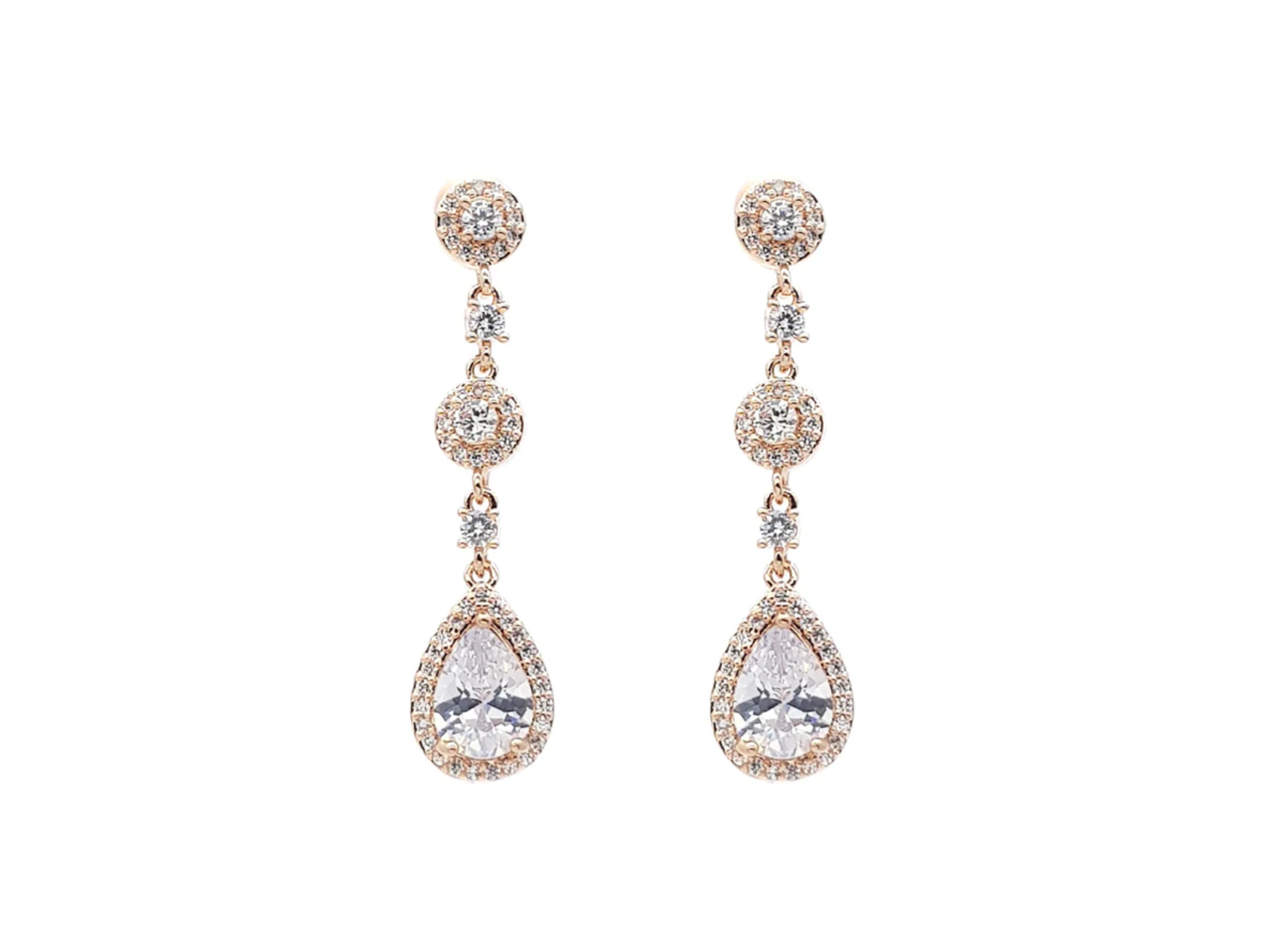 Buy Lydia - Long Bridal Crystal Drop Earrings online | The White Collection Australia