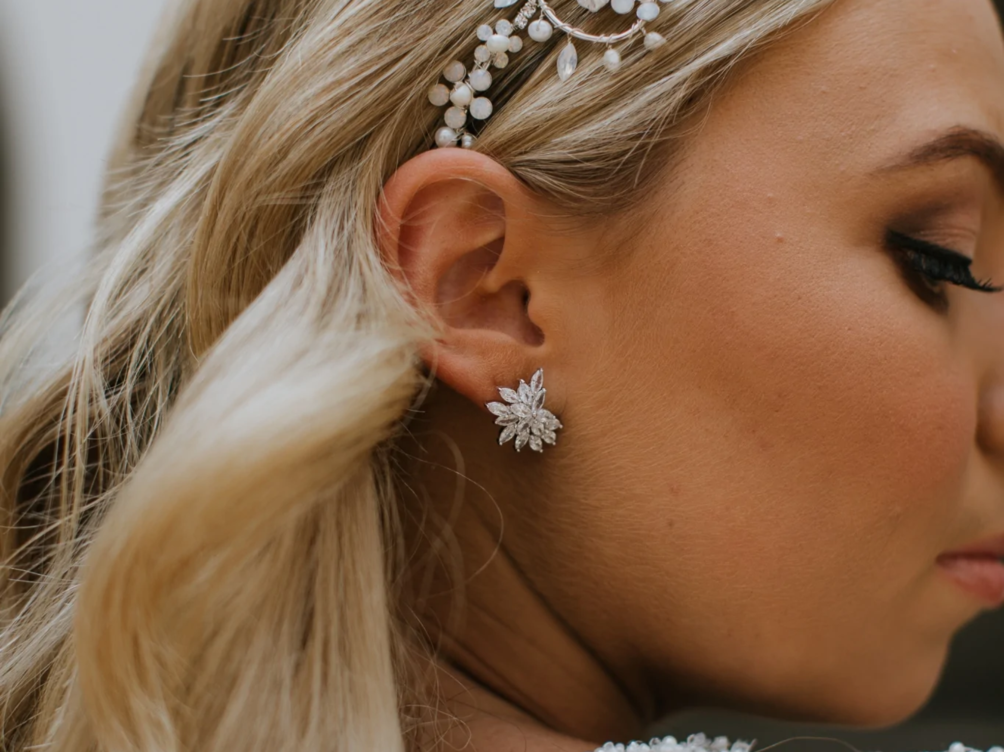 Buy Zara - Crystal Cluster Bridal Stud Earrings online | The White Collection Australia