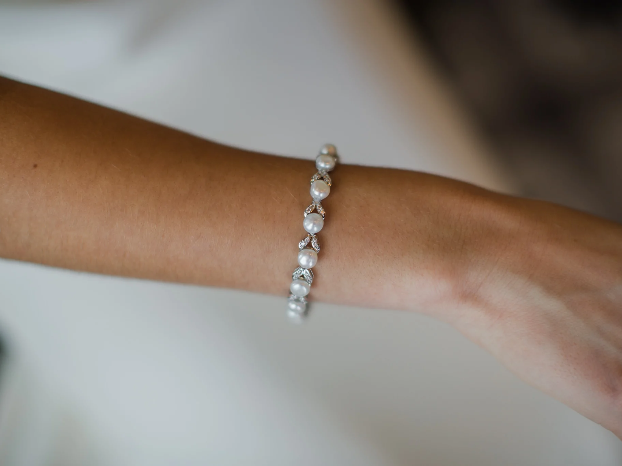 Simone freshwater pearl bridal bracelet, The White Collection Australia