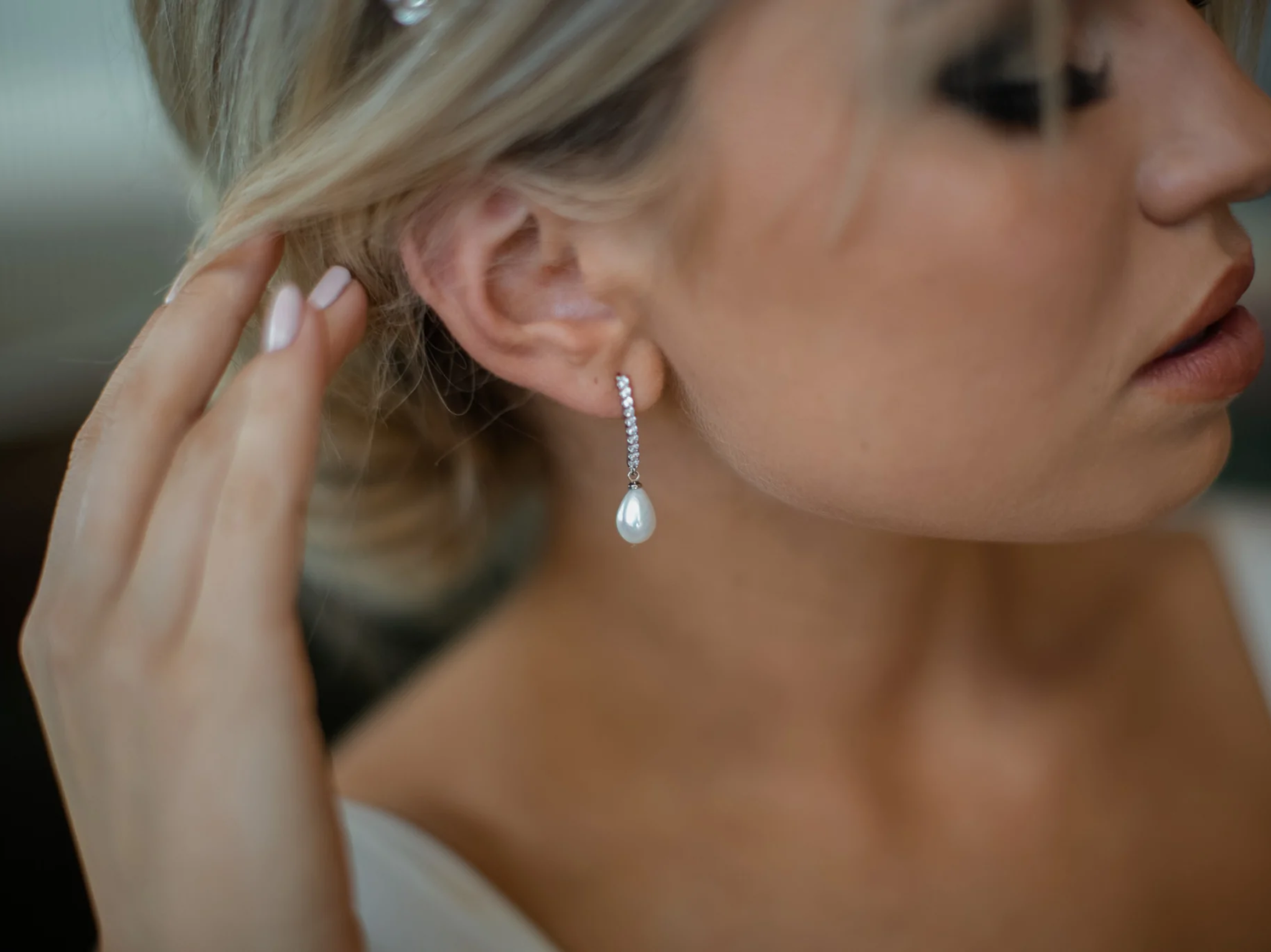 Buy Penelope - Elegant Pearl Drop Bridal Earrings online | The White Collection Australia