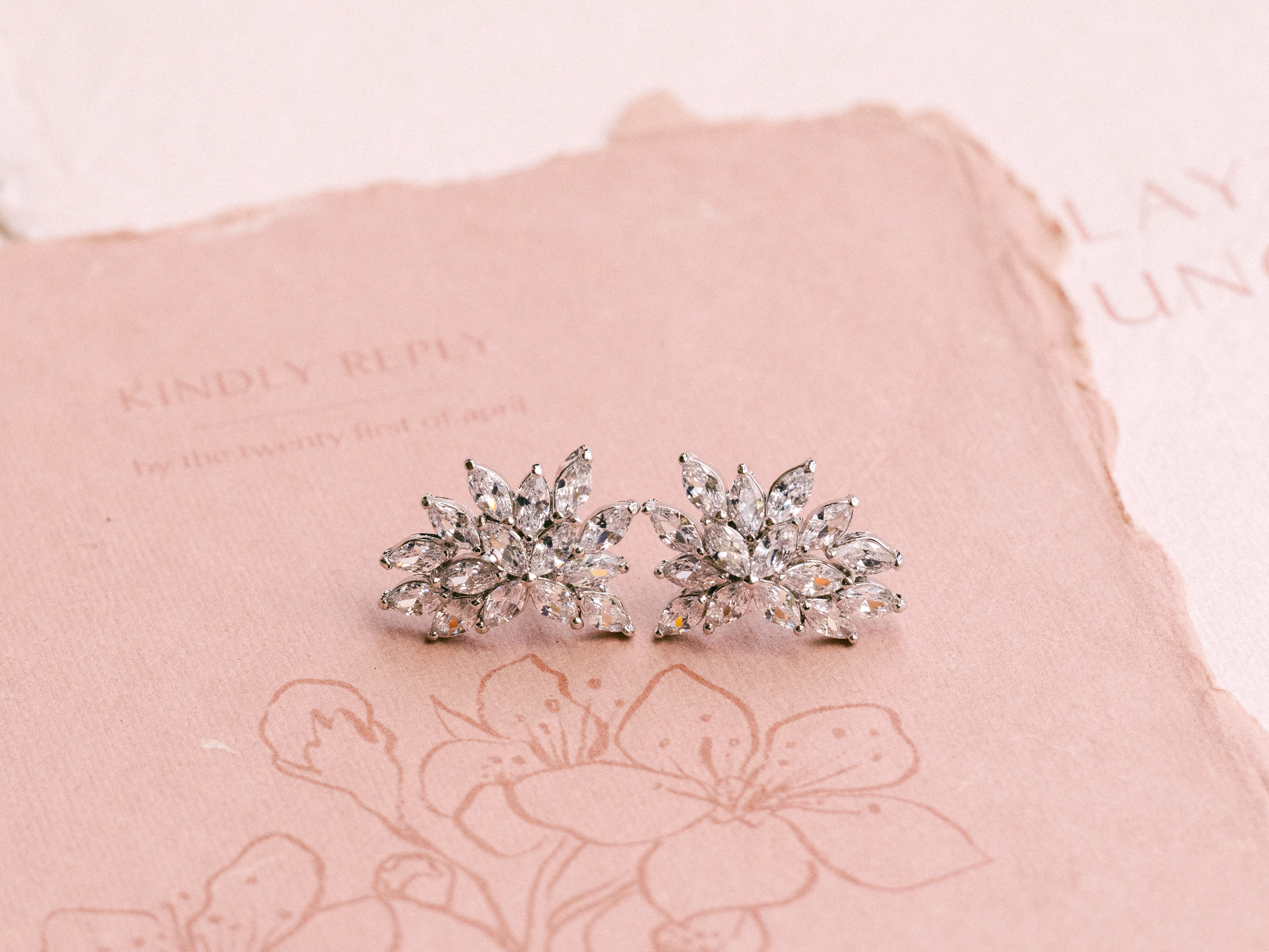 Buy Zara - Crystal Cluster Bridal Stud Earrings online | The White Collection Australia